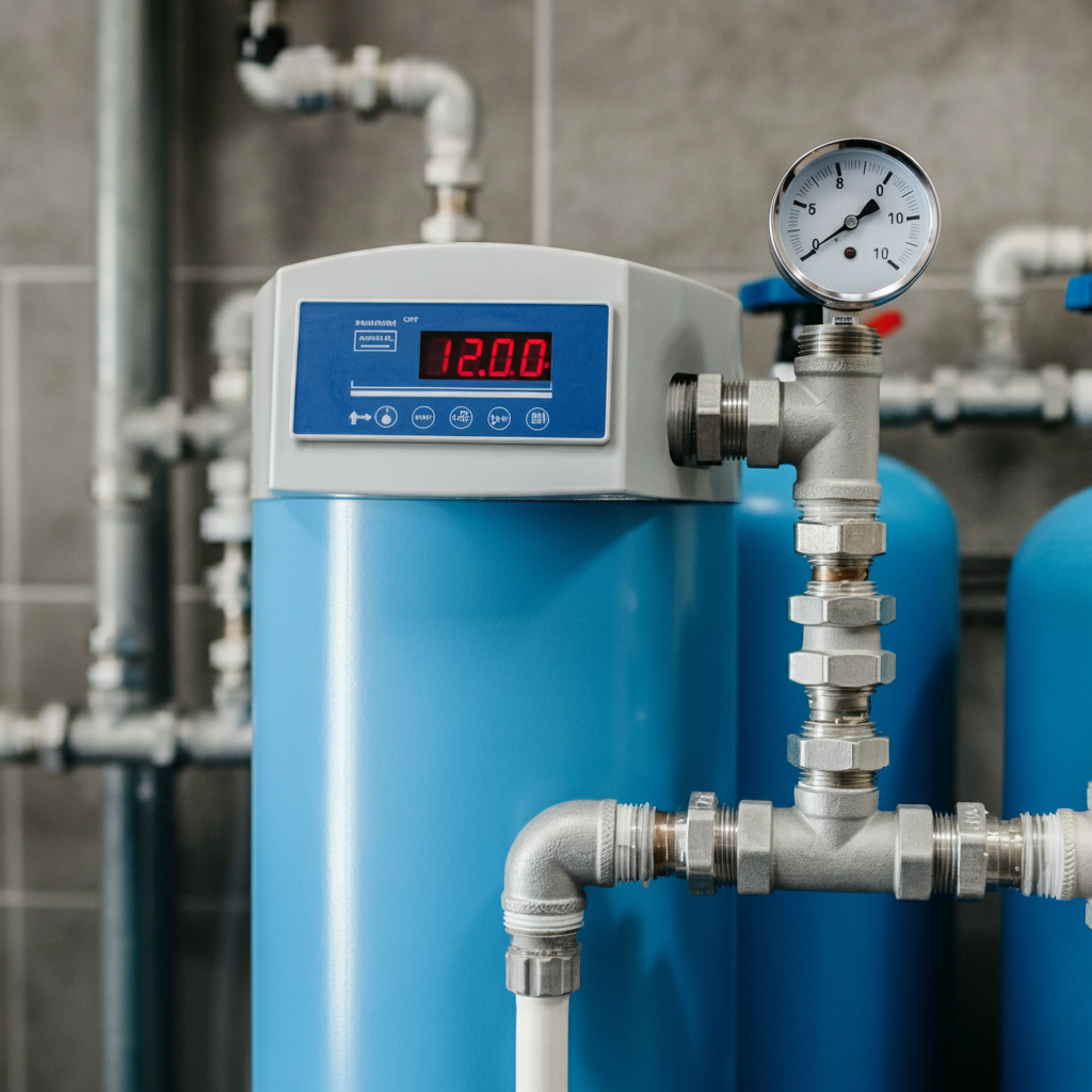 Water softener with a flow meter to monitor water usage and optimize efficiency