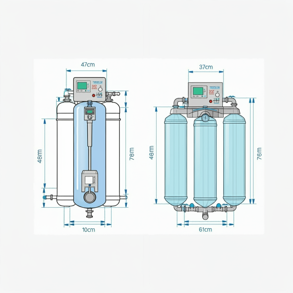 Dual tank vs single tank water softener size comparison