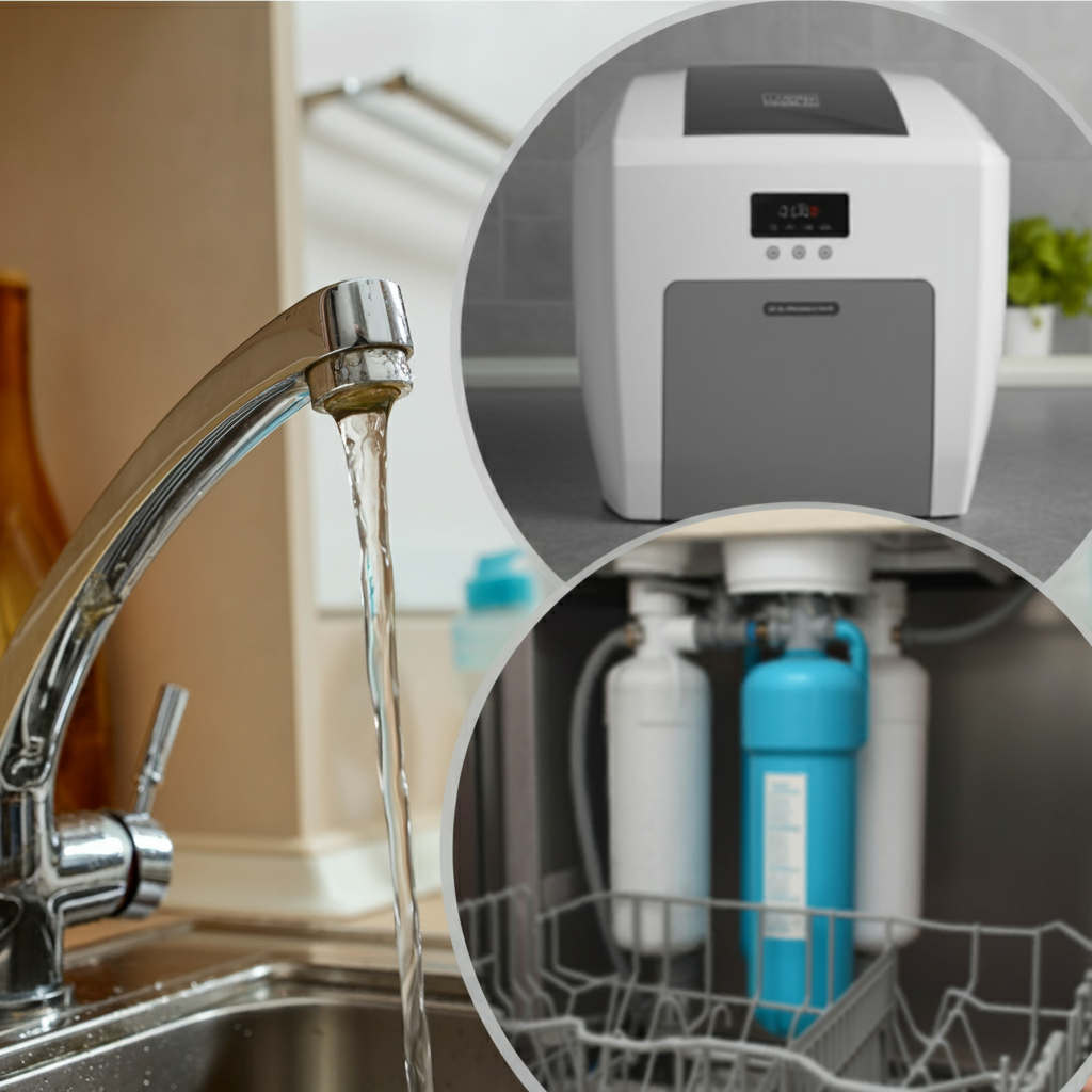 Hard water stains on appliances, a problem solved by properly sized water softeners