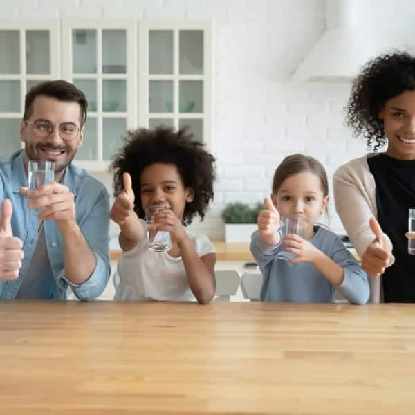 Family Drinking Water