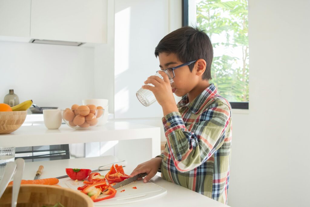 Boy drinking water